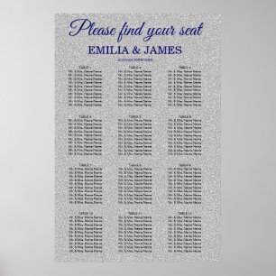 Silver Glitter, Royal Wedding Seating Chart