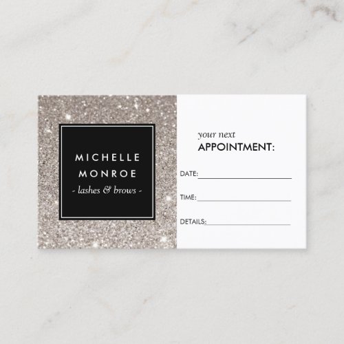 Silver Glitter Salon Appointment Card