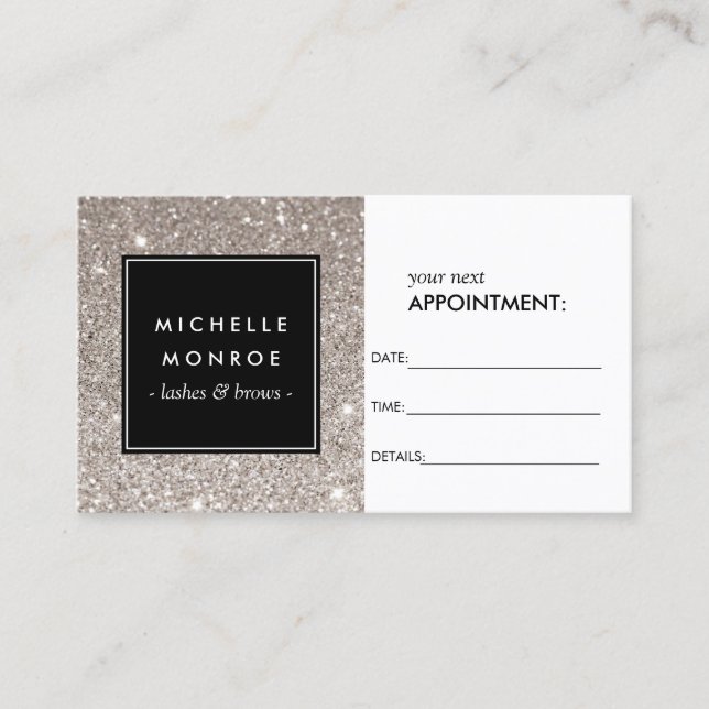 Silver Glitter Salon Appointment Card (Front)
