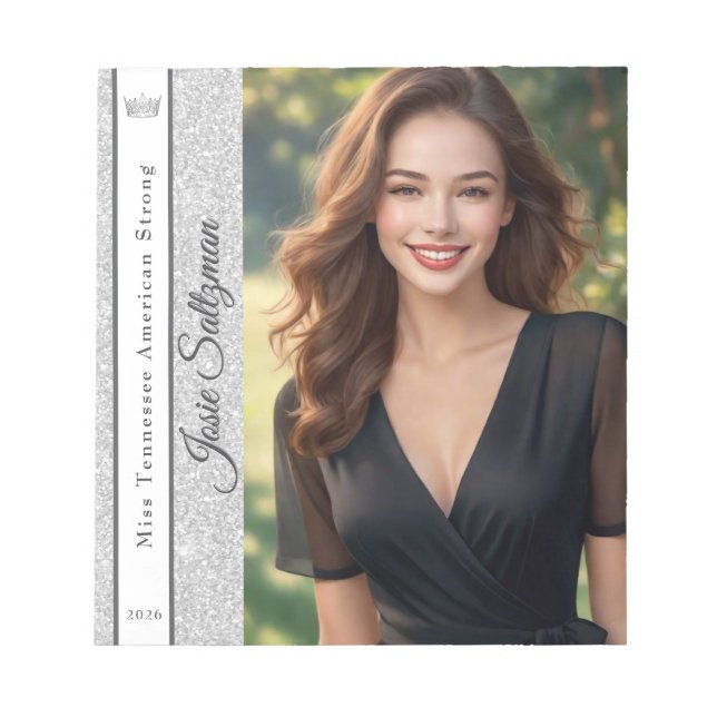 Silver Glitter Sash Autograph Notepad (Front)