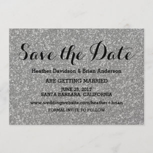 Silver Glitter Save the Date Invite