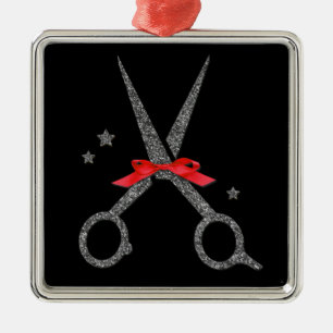 Silver glitter scissors - Hair dresser stylist  Me Metal Ornament