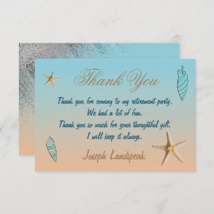 Silver Glitter Seashell Starfish Retirement Thanks Note Card