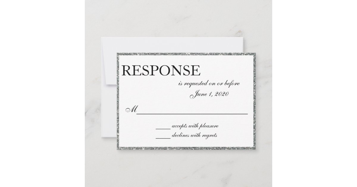 Silver Glitter Shine Wedding Response Cards | Zazzle