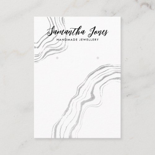 Silver glitter shiny chic elegant Earrings Display Business Card