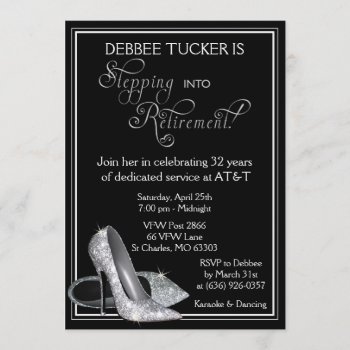 Silver Glitter Shoes Retirement Party Invitation by AnnounceIt at Zazzle