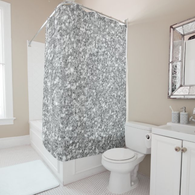 Silver Glitter Shower Curtain (In Situ)