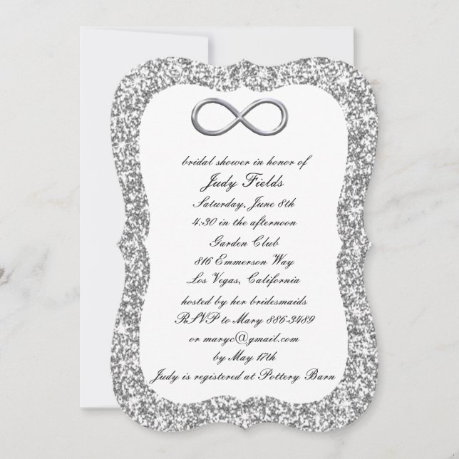 Silver Glitter Silver Infinity Bridal Shower Invitation (Front)