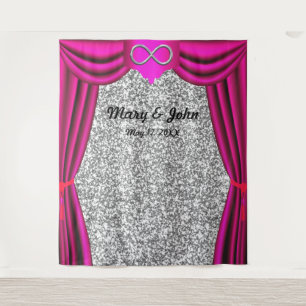 Silver Glitter Silver Infinity Pink Curtain Tapestry