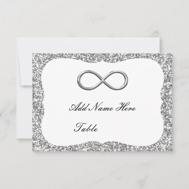 Silver Glitter Silver Infinity Table Place Card (Front)