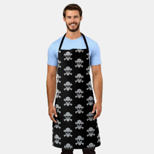 Silver Glitter Skull And Crossbones Apron