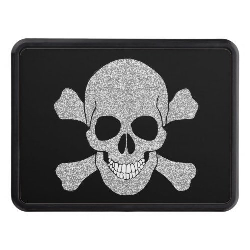 Silver Glitter Skull And Crossbones Hitch Cover