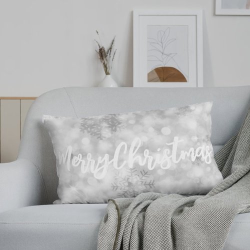Silver Glitter Snow Personalized Lumbar Pillow