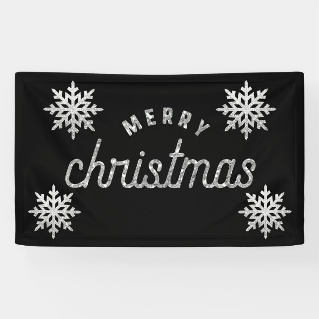 Silver Glitter Snowflake Banner (Horizontal)