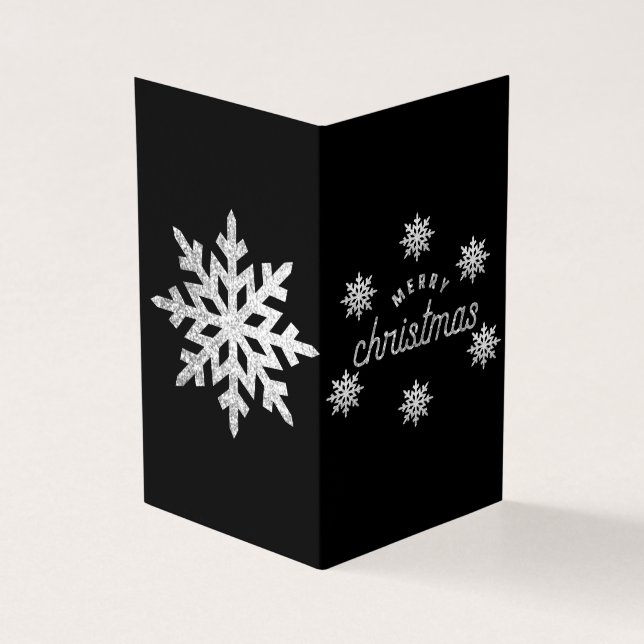 Silver Glitter Snowflake Christmas Cards (Outside)