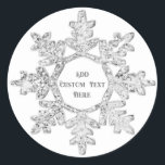 Silver Glitter Snowflake Christmas Personalized Classic Round Sticker<br><div class="desc">Simple and elegant for Christmas Holiday Season! Personalize it with your own text or customize it further to change the font,  size,  placement..etc.</div>