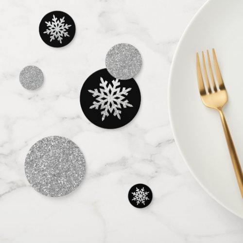 Silver Glitter Snowflake Confetti