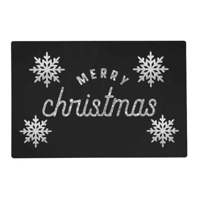 Silver Glitter Snowflake Placemat (Front)