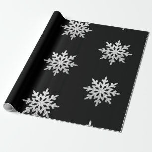 Silver Glitter Snowflake Wrapping Paper