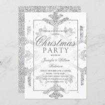 Silver Glitter Snowflake Xmas Holiday Party  Invit Invitation