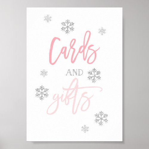 Silver Glitter Snowflakes  Cards and Gifts Sign