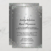 Silver glitter snowflakes wedding Invitation (Front/Back)