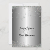 Silver glitter snowflakes wedding Invitation (Back)