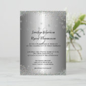 Silver glitter snowflakes wedding Invitation (Standing Front)
