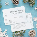 Silver Glitter Snowflakes Winter Bridal Shower Thank You Card<br><div class="desc">Extend your heartfelt thanks with our elegant "Thank You" card. Chic serif font combines with script,  faux silver glitter snowflakes,  and a pastel blue watercolor background for a stunning design. The reverse side provides space for a personalized thank you message.</div>