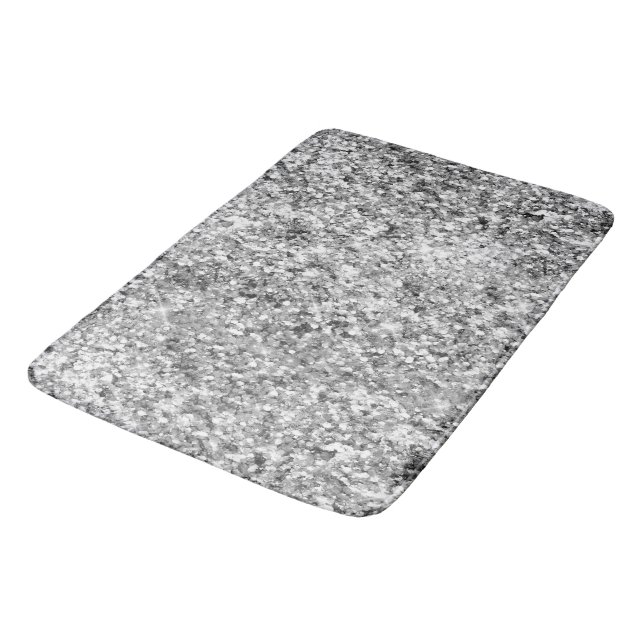 Silver Glitter Sparkle Bath Mat (Angled)