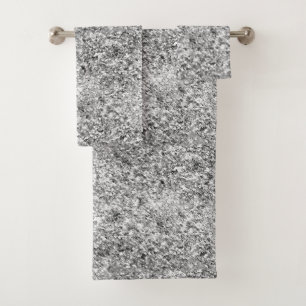 Silver Glitter Sparkle Bath Towel Set
