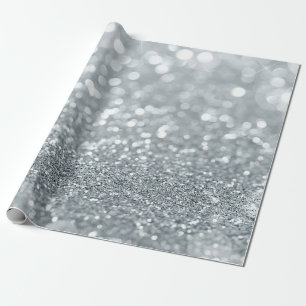 Silver Glitter Sparkle Bokeh Lights Glamour Chic Wrapping Paper