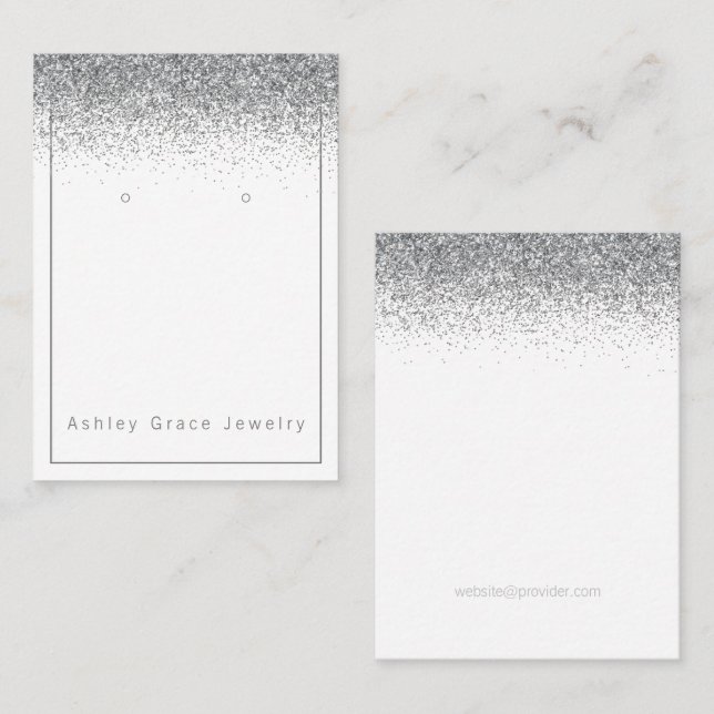 Silver Glitter Sparkle Earring Display Card (Front/Back)