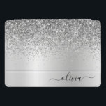 Silver Glitter Sparkle Glam Metal Monogram Name iPad Pro Cover<br><div class="desc">Silver Faux Foil Metallic Sparkle Glitter Brushed Metal Monogram Name Laptop Case. This makes the perfect sweet 16 birthday,  wedding,  bridal shower,  anniversary,  baby shower or bachelorette party gift for someone that loves glam luxury and chic styles.</div>