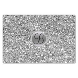 Silver Glitter Sparkle Glam Monogram Initial Tissue Paper