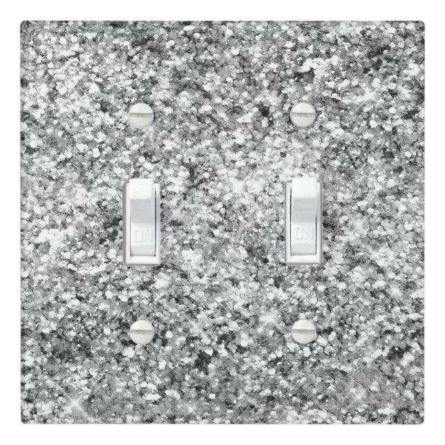 Silver Glitter Sparkle Light Switch Cover (In Situ)