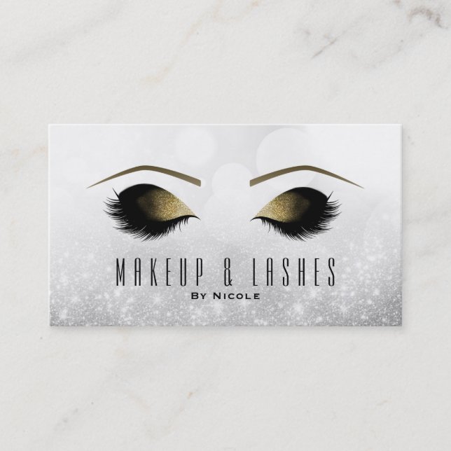 Silver Glitter Sparkle Makeup Eyelashes Beauty Spa Business Card (Front)