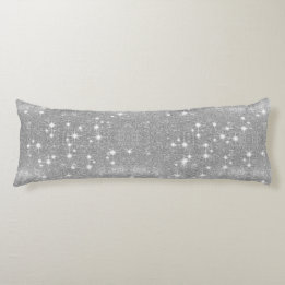 Silver Glitter Sparkle Metal Metallic Look Body Pillow