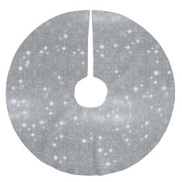 Silver Glitter Sparkle Metal Metallic Look Brushed Polyester Tree Skirt