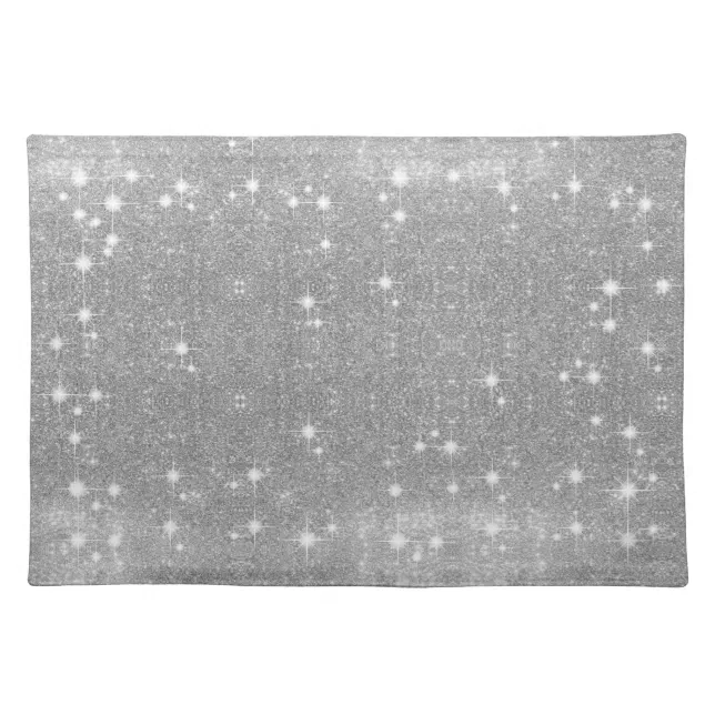 Silver Glitter Sparkle Metal Metallic Look Cloth Placemat Zazzle