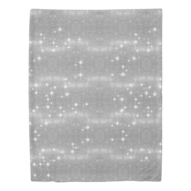 Silver Glitter Sparkle Metal Metallic Look Duvet Cover (Front)