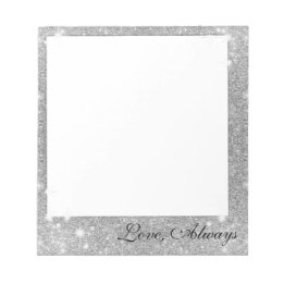 Silver Glitter Sparkle Metal Metallic Look Notepad