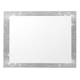 Silver Glitter Sparkle Metal Metallic Look Notepad