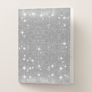 Silver Glitter Sparkle Metal Metallic Look Pocket Folder