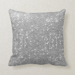 Silver Glitter Sparkle Metal Metallic Look Throw Pillow