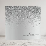 Silver Glitter Sparkle Metal Monogram Name<br><div class="desc">Silver Faux Foil Metallic Sparkle Glitter Brushed Metal Monogram Name Binder. This makes the perfect sweet 16 birthday,  wedding,  bridal shower,  anniversary,  baby shower or bachelorette party gift for someone that loves glam luxury and chic styles.</div>