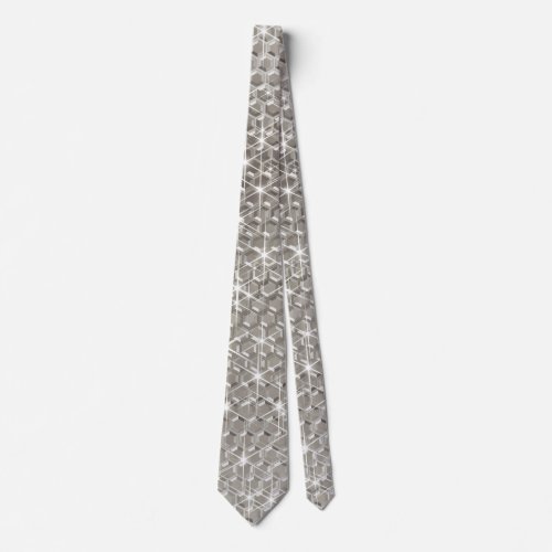 Silver Glitter Sparkle Metallic Look Neck Tie