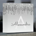 Silver Glitter & Sparkle Monogram 3 Ring Binder<br><div class="desc">Luxury Silver Modern Ombre Faux Dripping Glitter and Sparkle Elegant Binder. These Binders can be customized to include your initial and first name.</div>