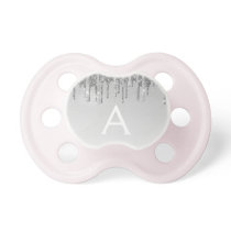 Silver Glitter & Sparkle Monogram Baby Pacifier