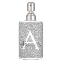 Silver Glitter & Sparkle Monogram Bath Set Silver Glitter & Sparkle Monogram Bath Set
